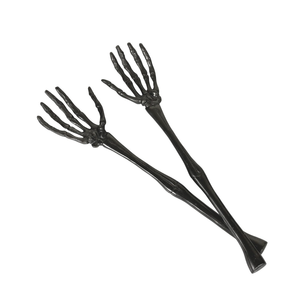 Skeleton Arms Metal Salad Tongs Servers Gun Metal Halloween Goth